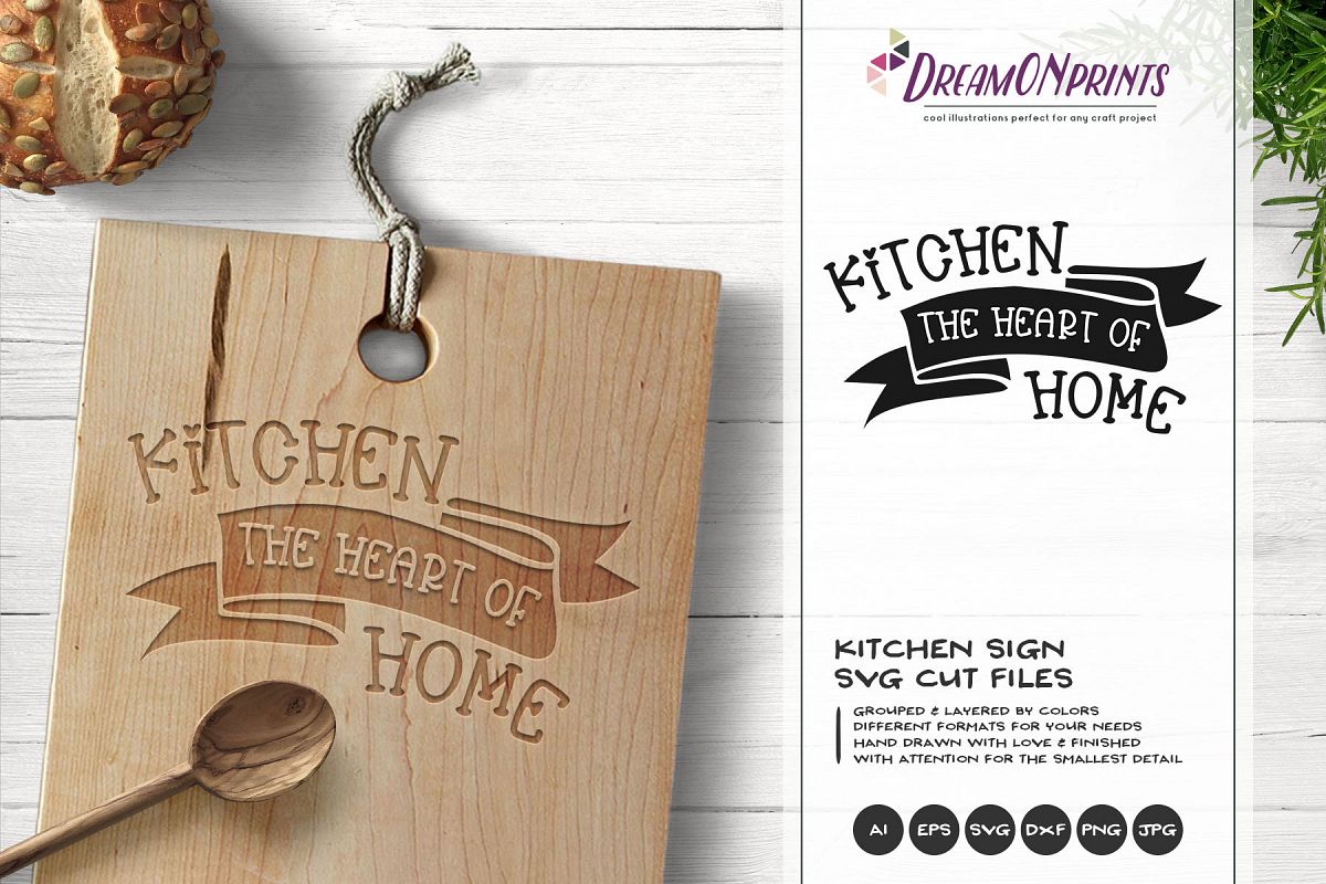 Kitchen the Heart of Home SVG - Kitchen SVG Cut Files example image 1