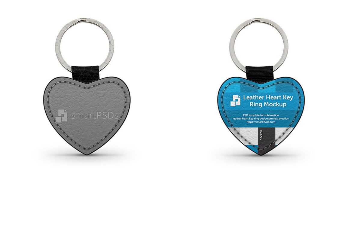 Download Heart Shape Leather Keyring Design Mockup