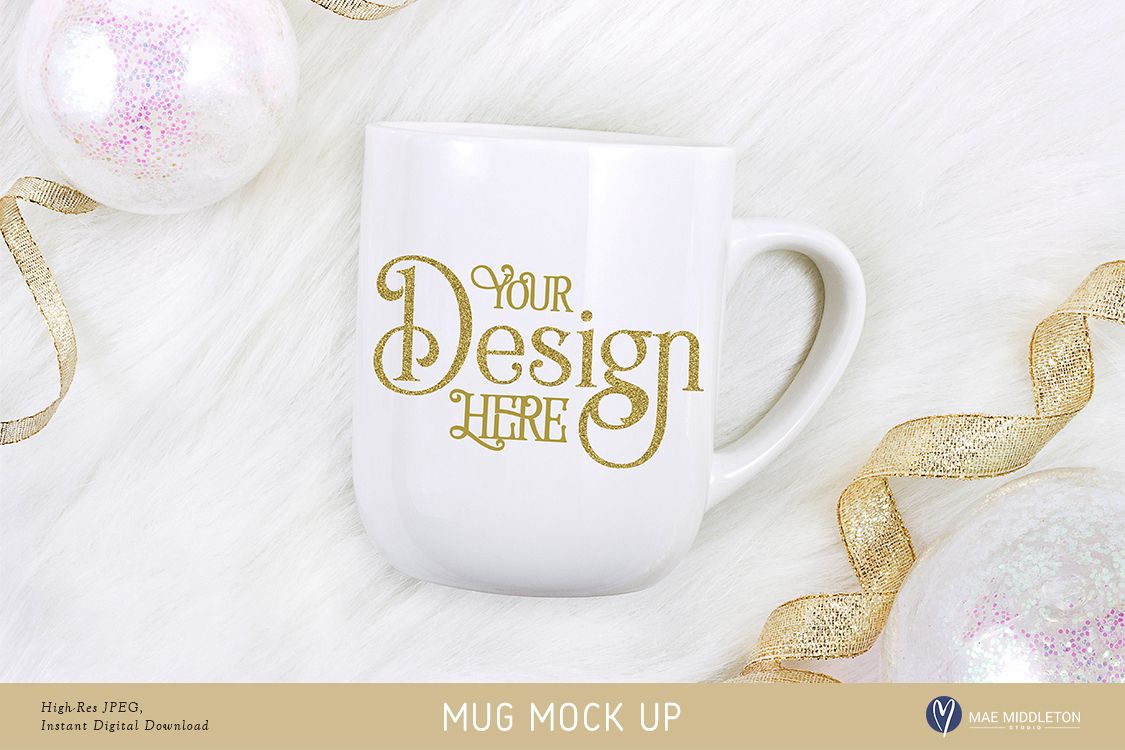 White Mug Mock up for New Year, Holiday, Celebration example image 1