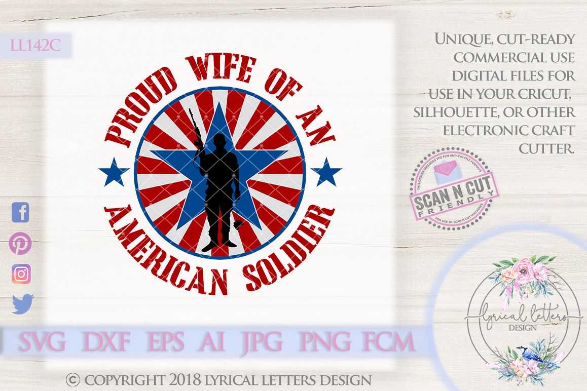 Proud Wife of a Soldier Military SVG Cut File LL142 C example image 1