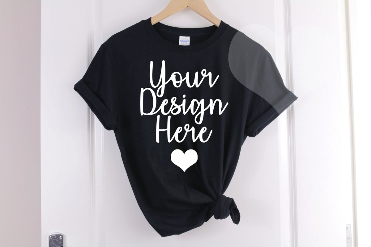 Download Gildan Mockup 64000 Black T shirt - Gildan Tshirt Mockup (246584) | Mock Ups | Design Bundles