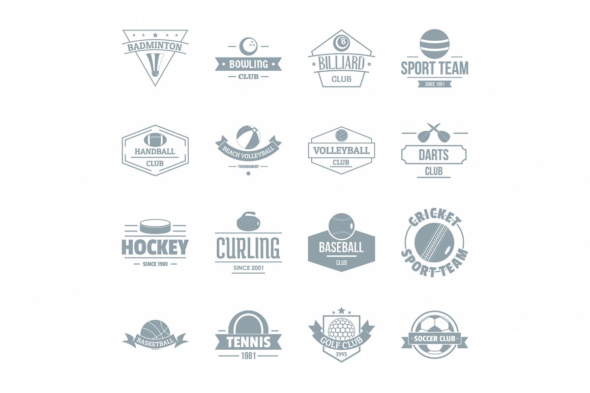Sport balls logo icons set, simple style example image 1