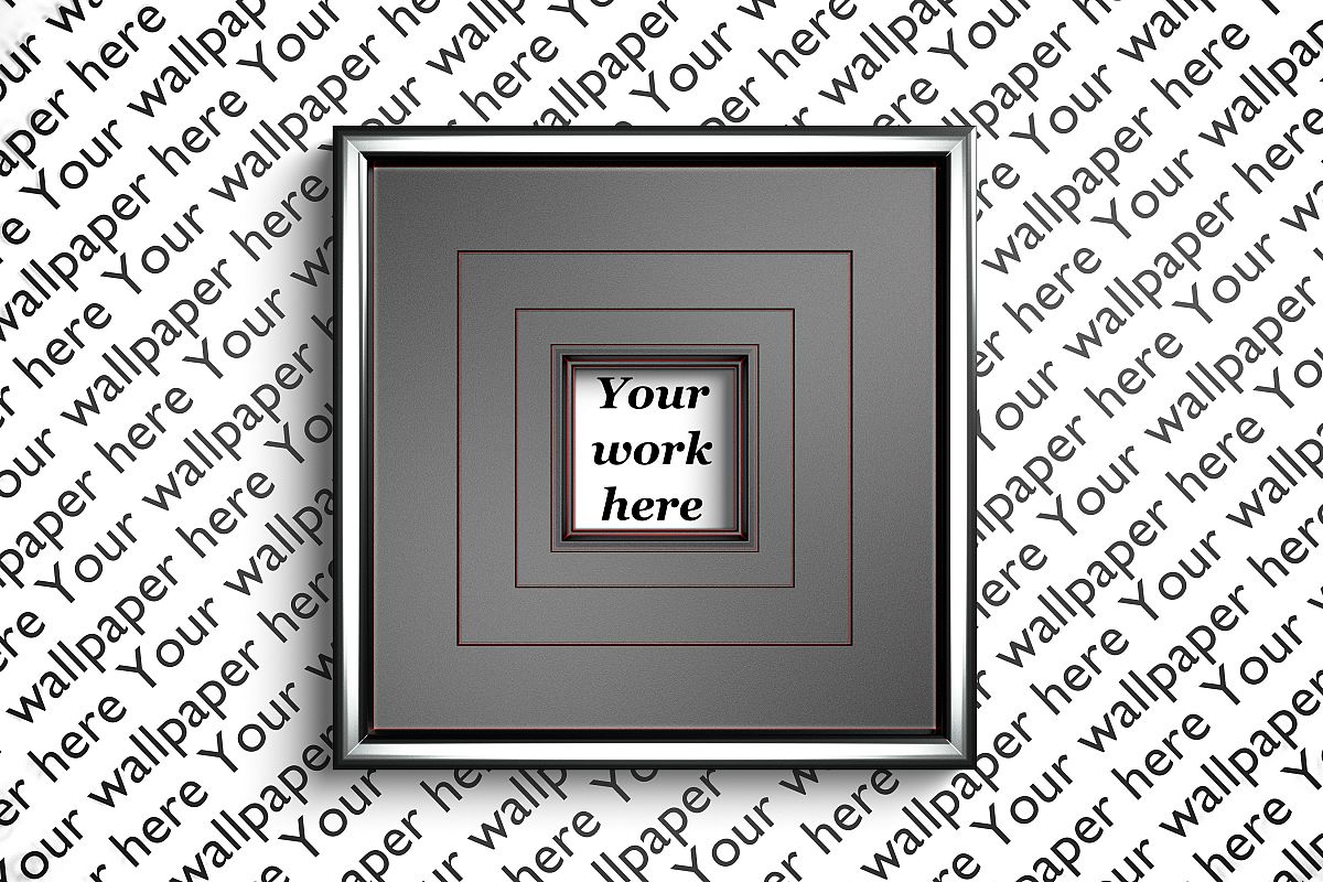 Silver and red mockup square frame with transparent backdrop example image 1