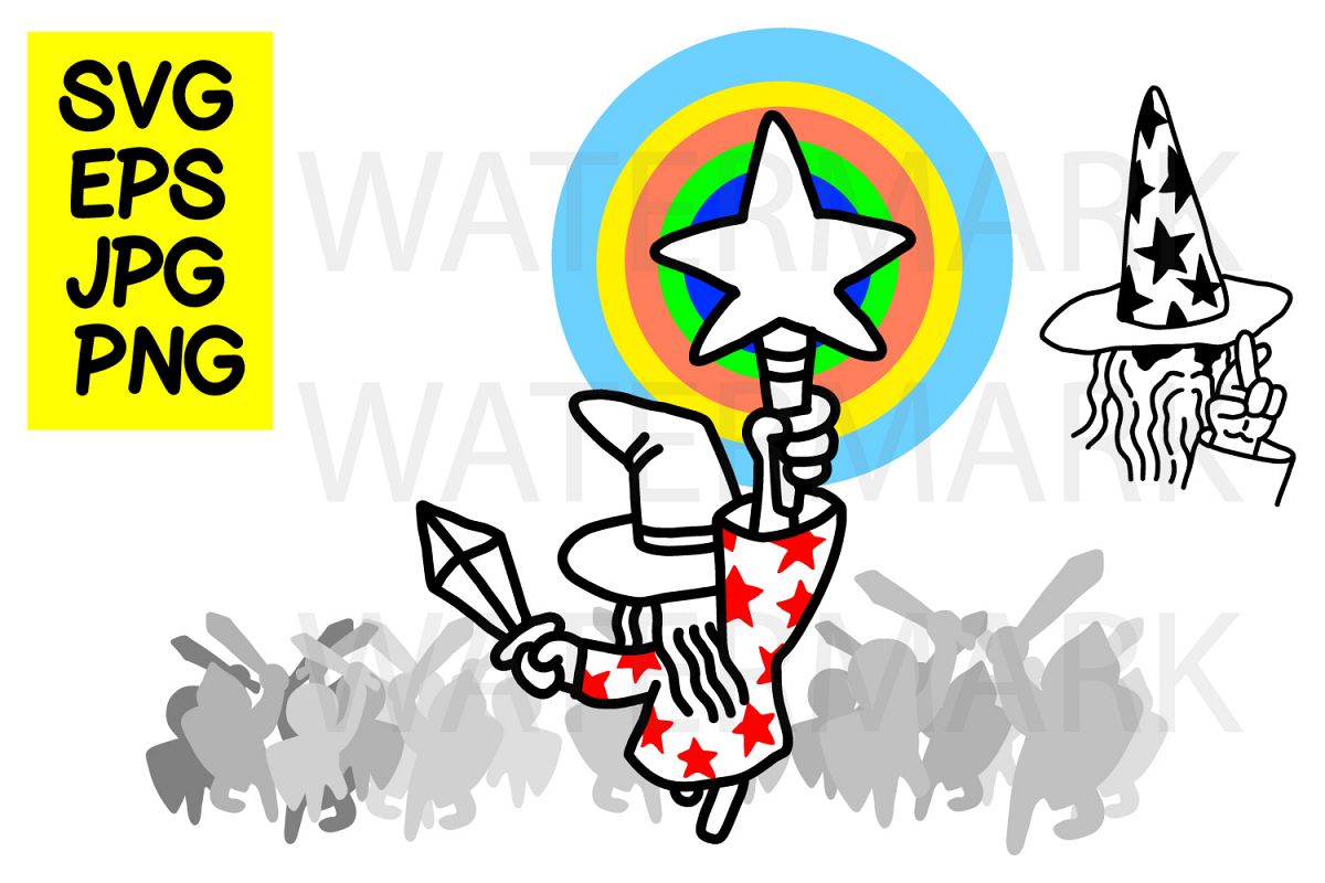 Wizard holding Magic Wand- SVG-EPS-JPG-PNG example image 1