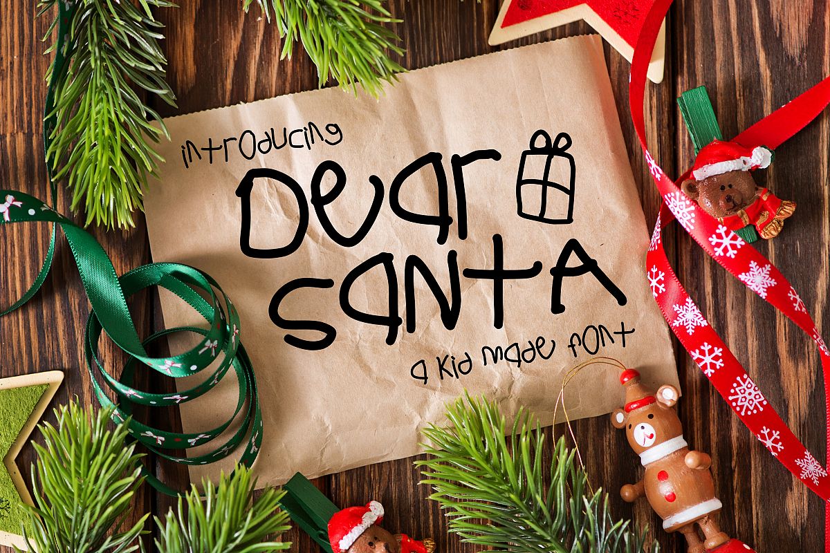 Dear Santa a Kid Made Font example image 1