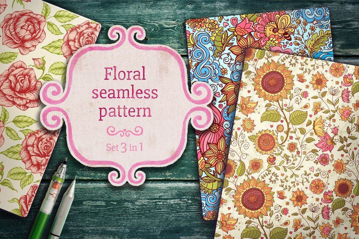 Floral seamless patterns example image 1