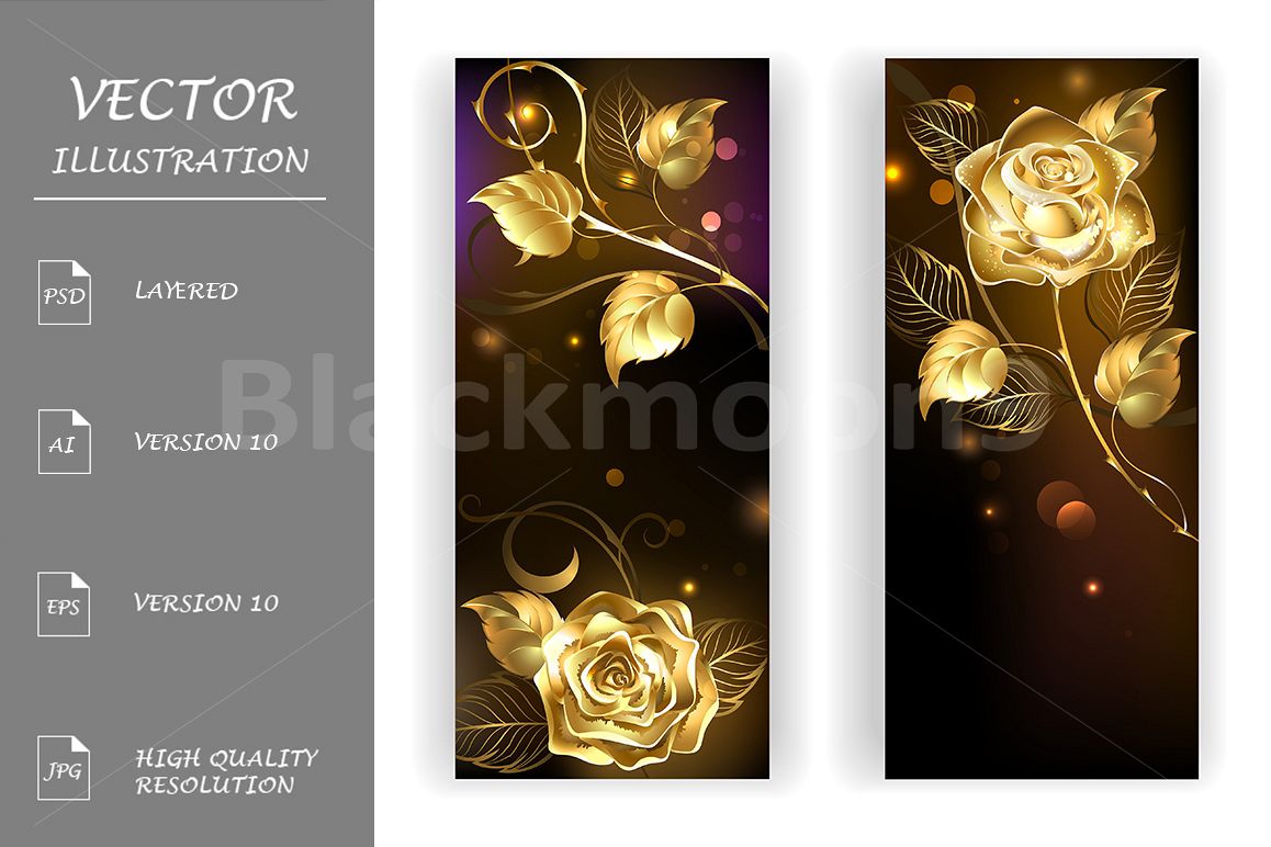 Two Banners with Gold Roses example image 1
