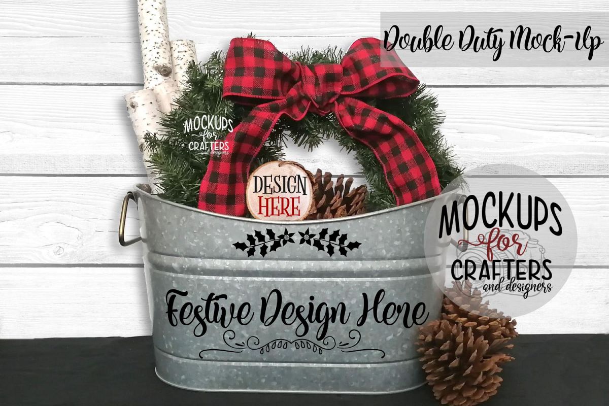 Christmas Double Duty Mock-Up Planter & Wood Ornament example image 1
