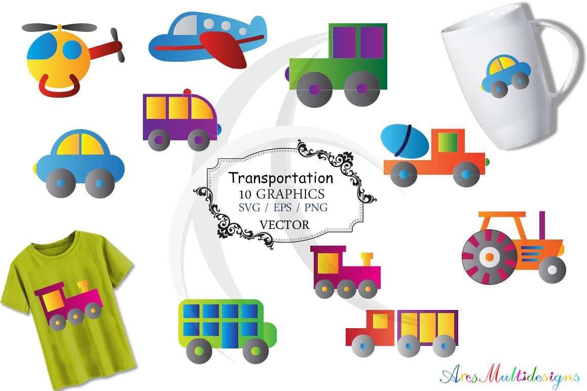 Transportation graphic and illustration / Transportation svg / transportation clip art SVG / vector/ hand drawn doodle / Eps / vehicle clipart example image 1