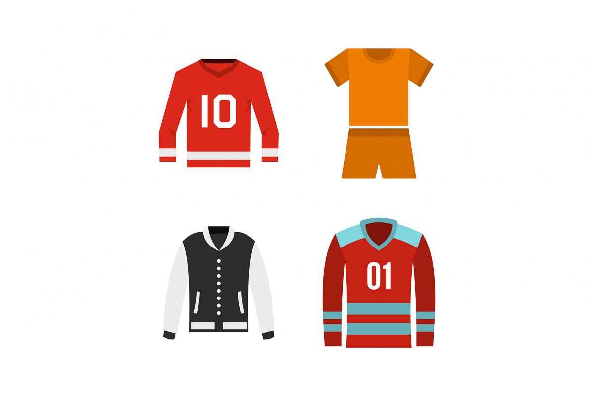 Sport clothes icon set, flat style example image 1