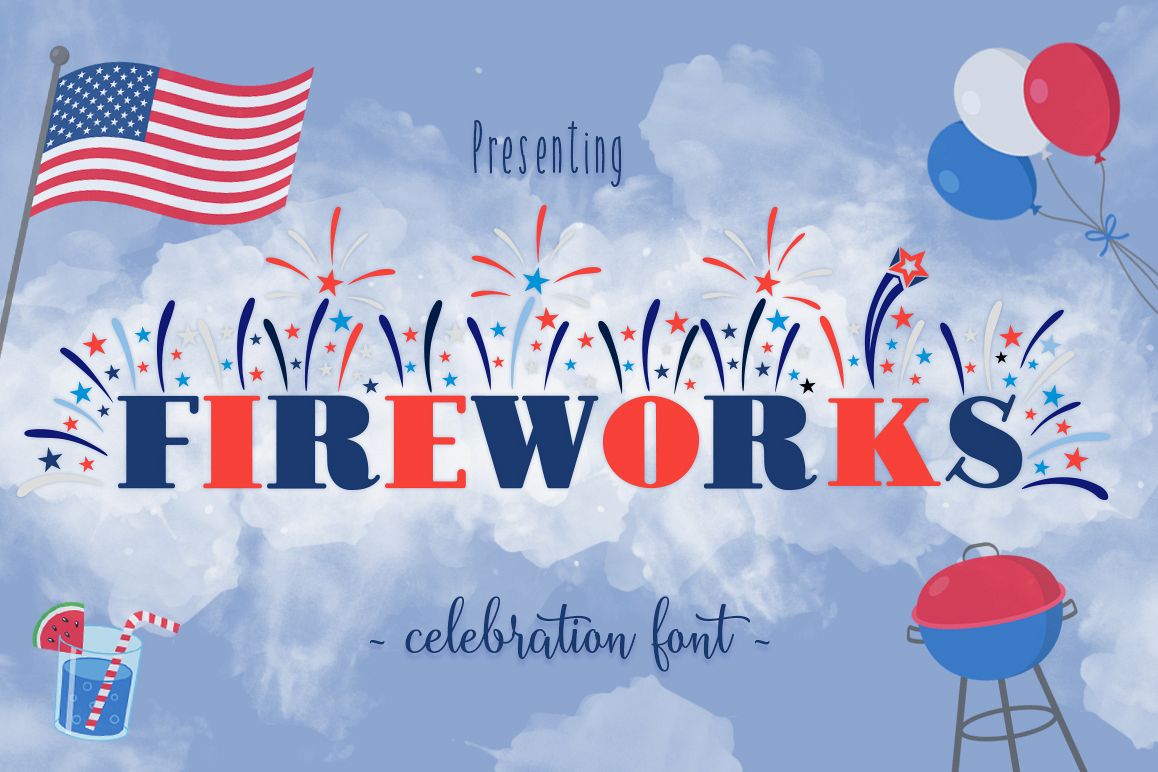 Fireworks Independence Day / 4th of July Font Family & Extra example image 1