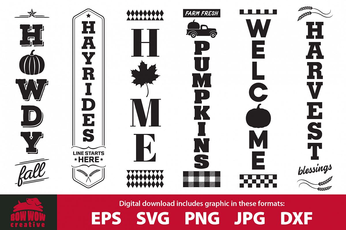 Fall / Autumn porch sign bundle #2 - SVG, EPS, JPG, PNG, DXF example image 1