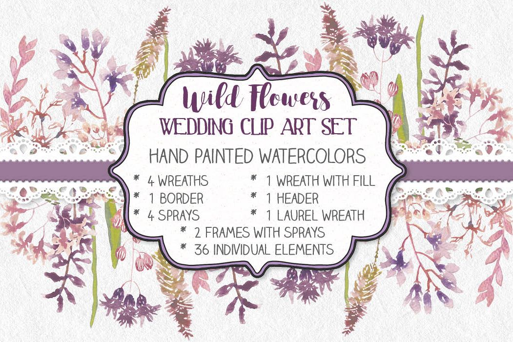 Watercolor clip art bundle: wild flowers example image 1