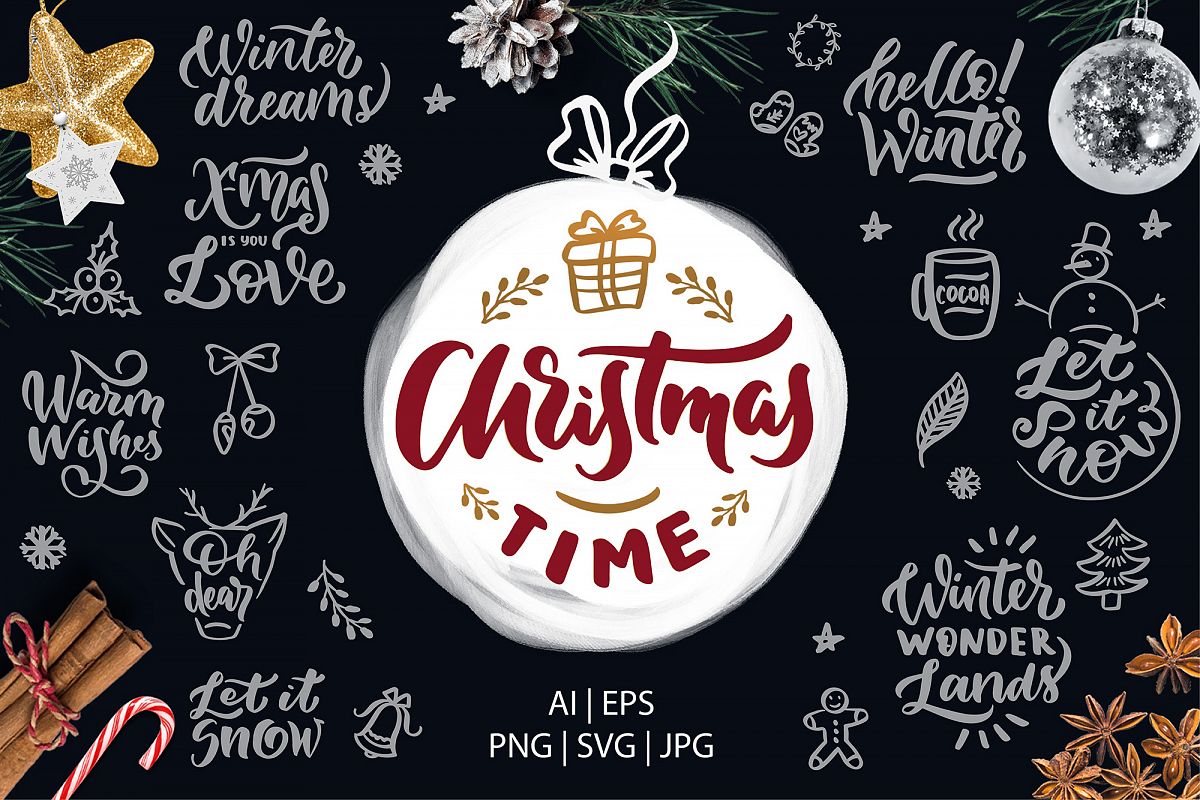 Christmas time lettering pack example image 1