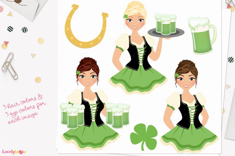 Irish woman character clip art L371 Carly example image 1