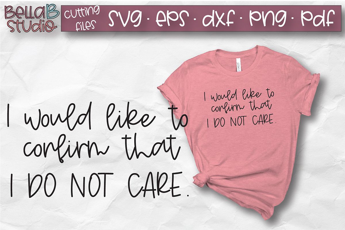 I would Like To Confirm That I Do Not Care SVG, Sarcasm SVG example image 1