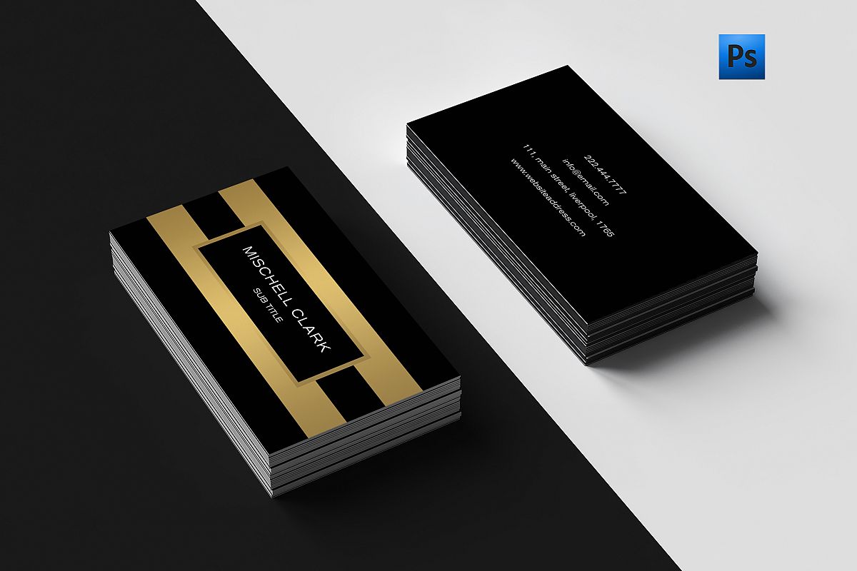 Golden metal finish business card example image 1