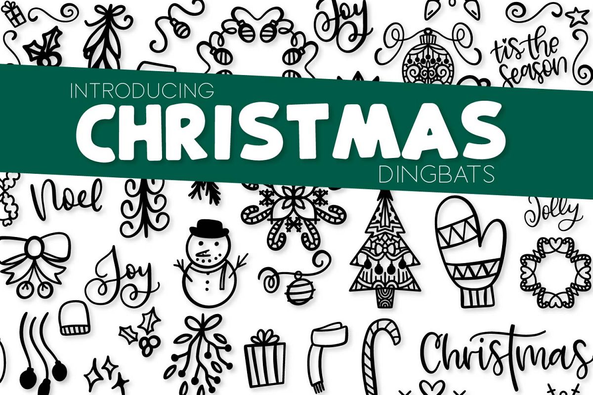 Christmas Dingbats - A Christmas Doodle Font! example image 1