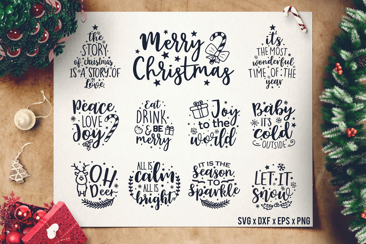 Download Christmas Sayings SVG Bundle - Christmas Quotes SVG - DXF