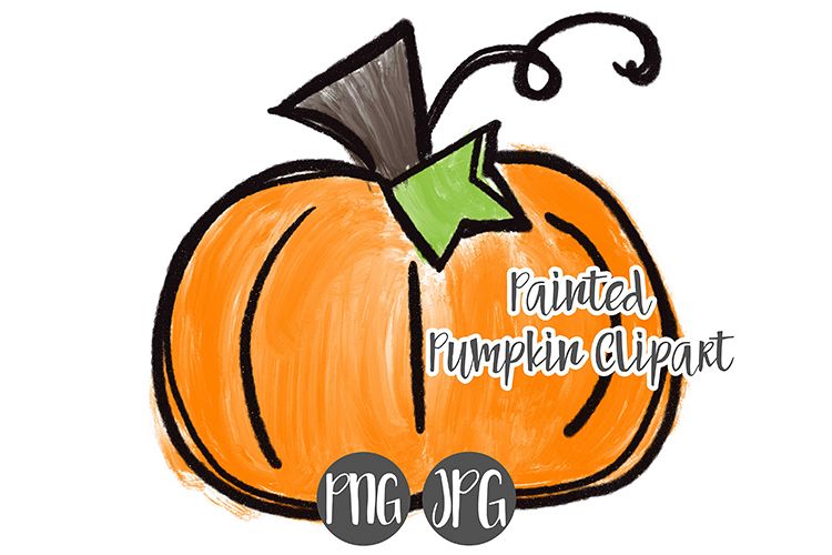 Hand Drawn Halloween Pumpkin Clipart - 2 example image 1
