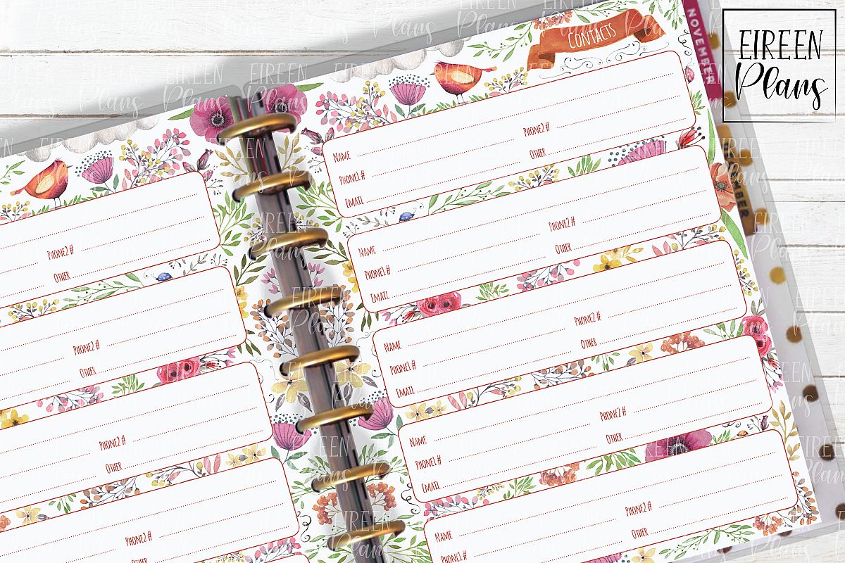 Contacts printable for Classic Happy Planner example image 1