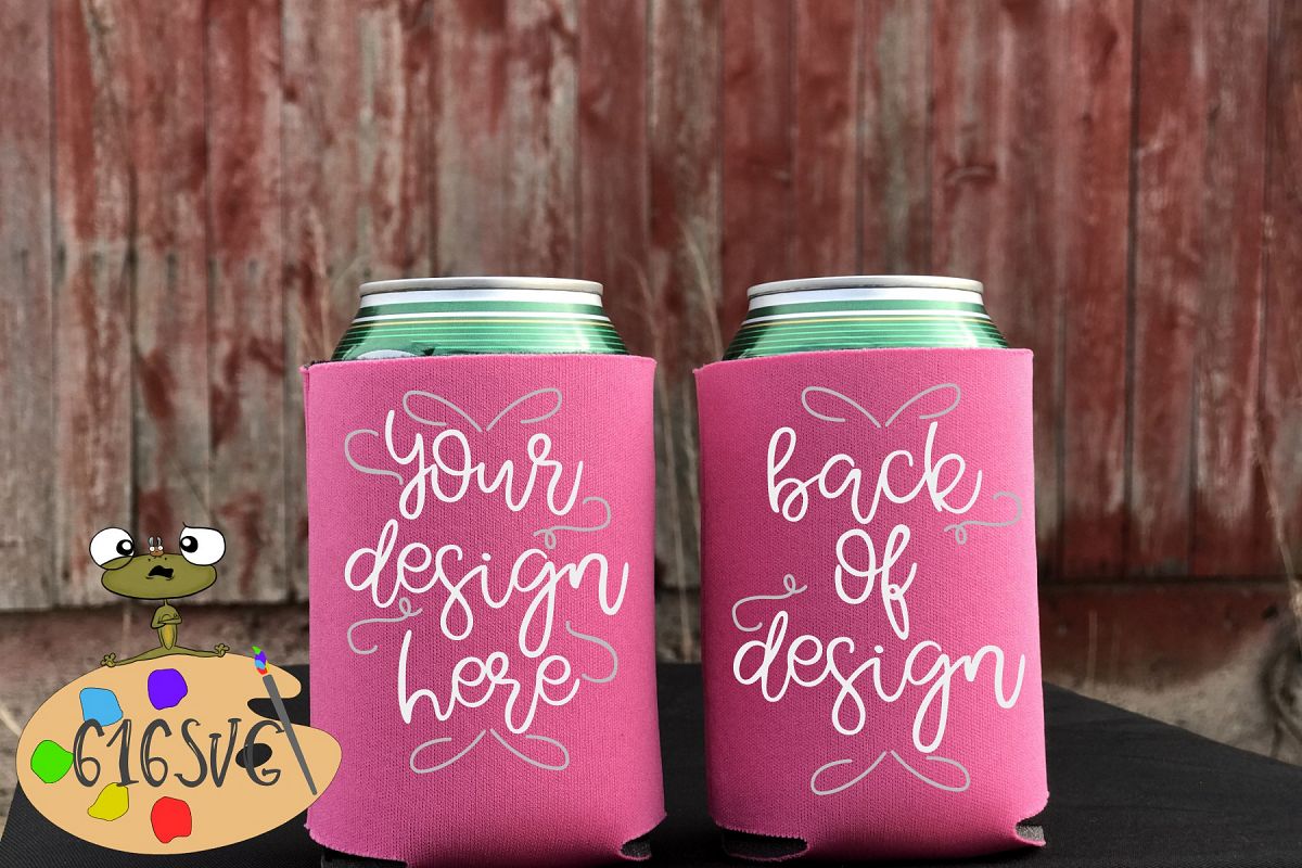 Neon Pink Can Cooler Mockup example image 1