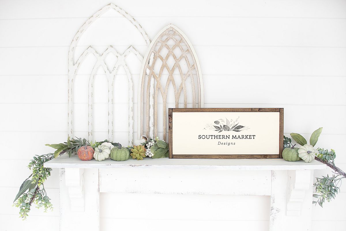 Fall Wood Framed Sign 8x18 Mock Up Photo Stock Photography example image 1