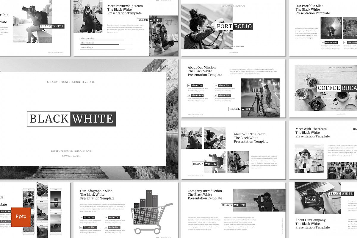 presentation template black and white