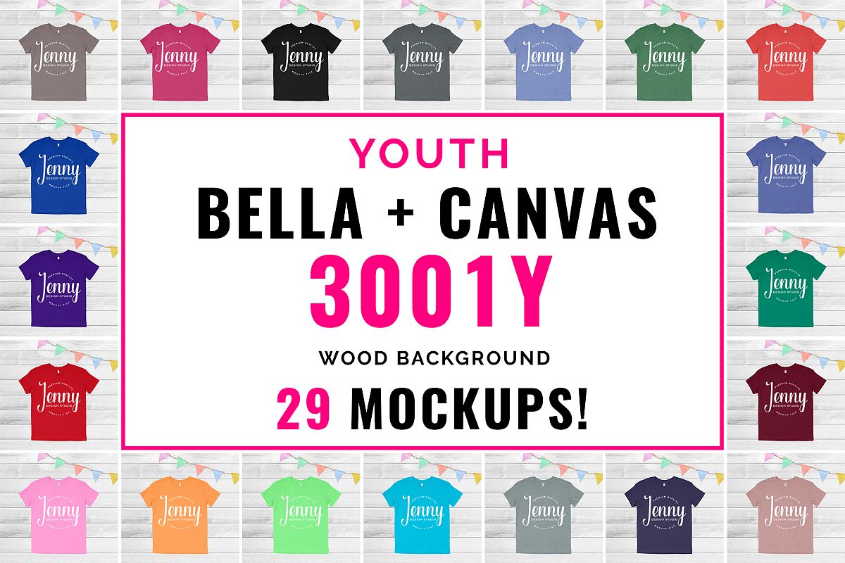 Bella Canvas 3001Y Youth Unisex Mockup Bundle example image 1
