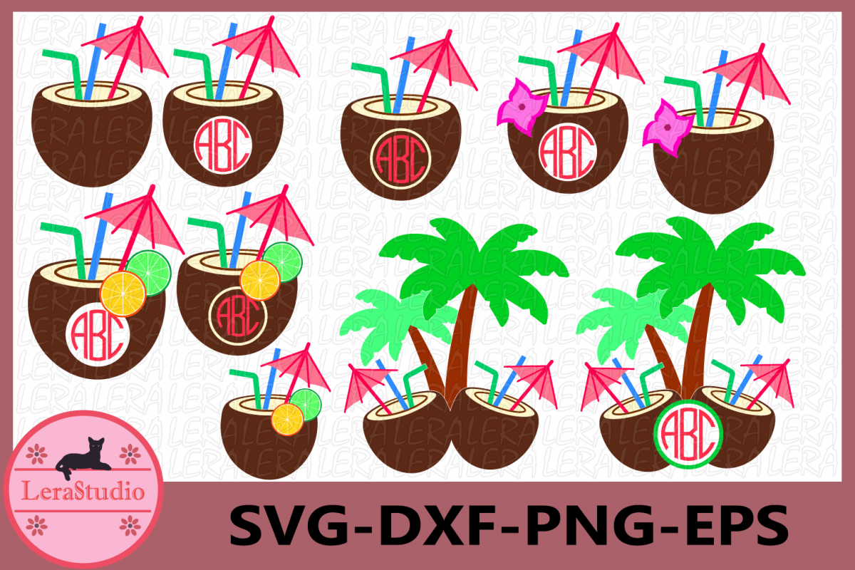 Coconut Svg, Coconut Monogram SVG, Tropical Svg, Coconut svg example image 1