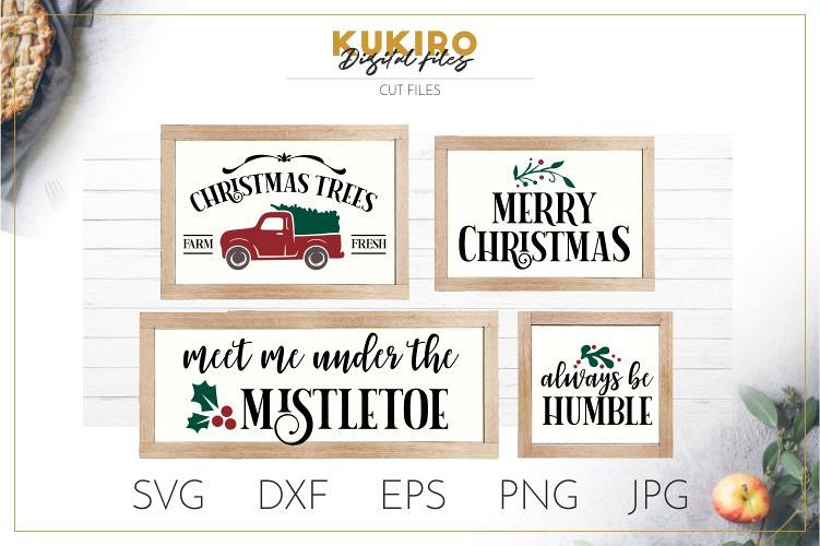 Christmas Signs SVG - Tree Truck, MIstletoe Cut files SVG example image 1