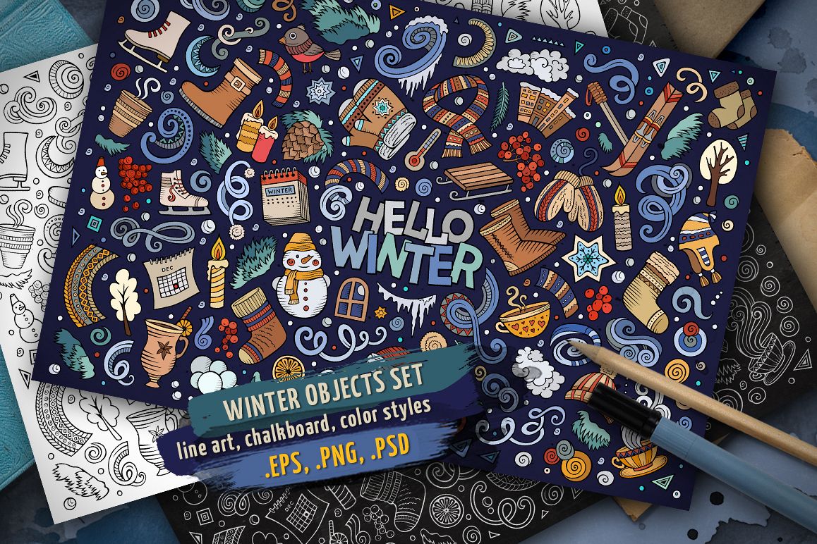 Winter Objects & Elements Set example image 1