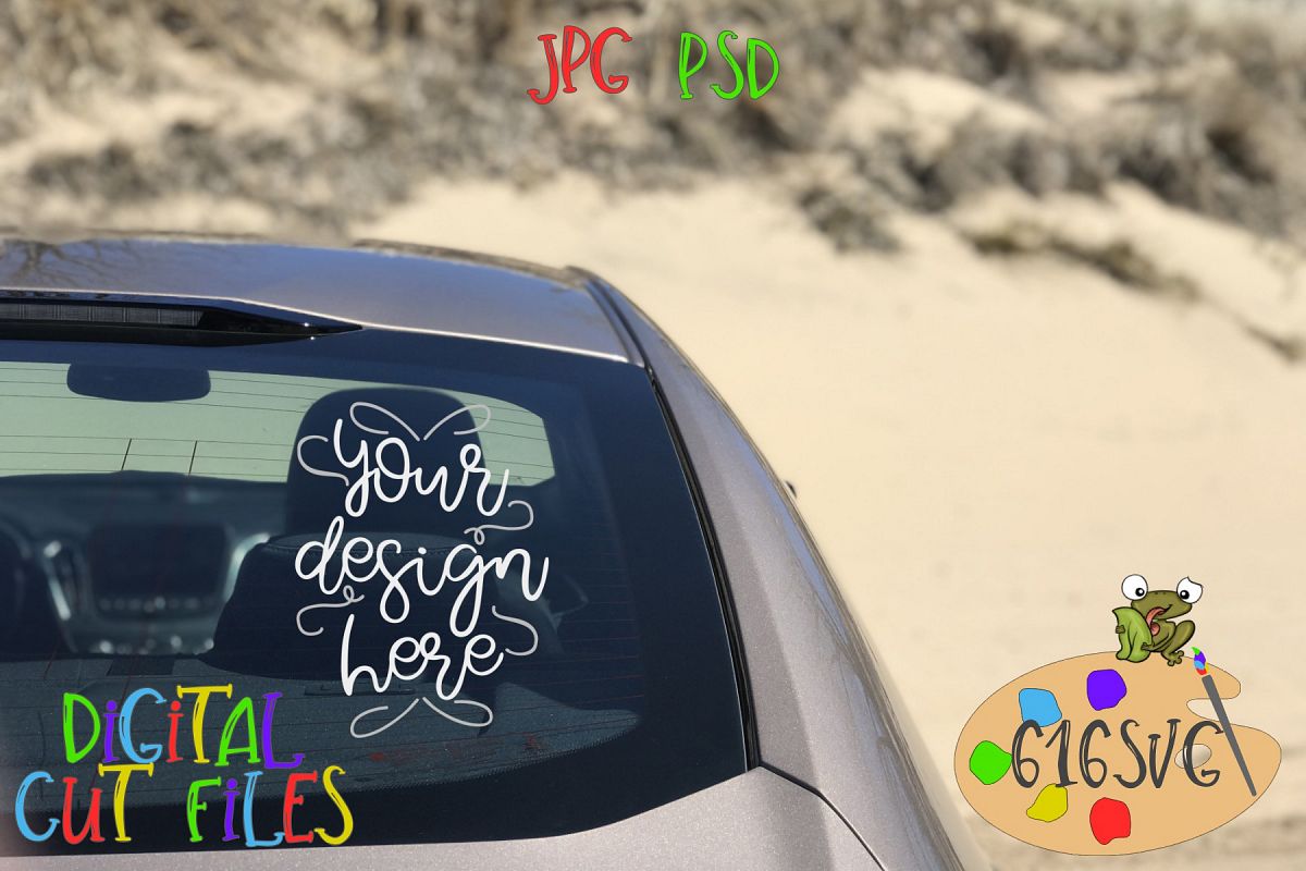 Passengers Side Rear Windshield Mockup with Sand Dunes Scene example image 1
