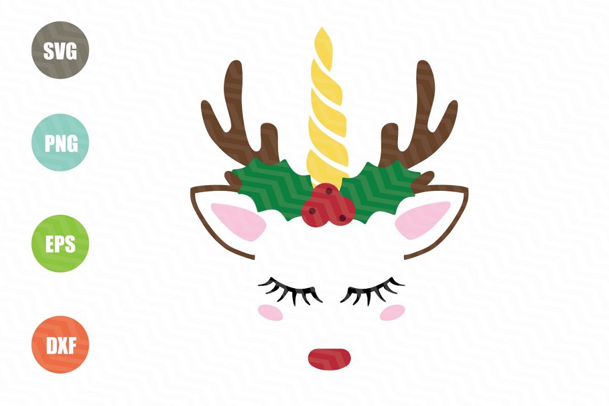 Christmas Unicorn SVG example image 1