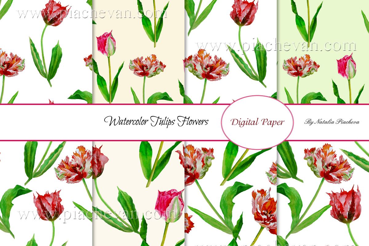 Spring Tulips. 8 Patterns example image 1