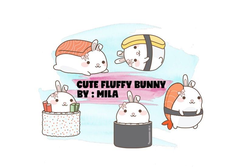 KAWAII BUNNY CLIPART BUNDLE PNG example image 1