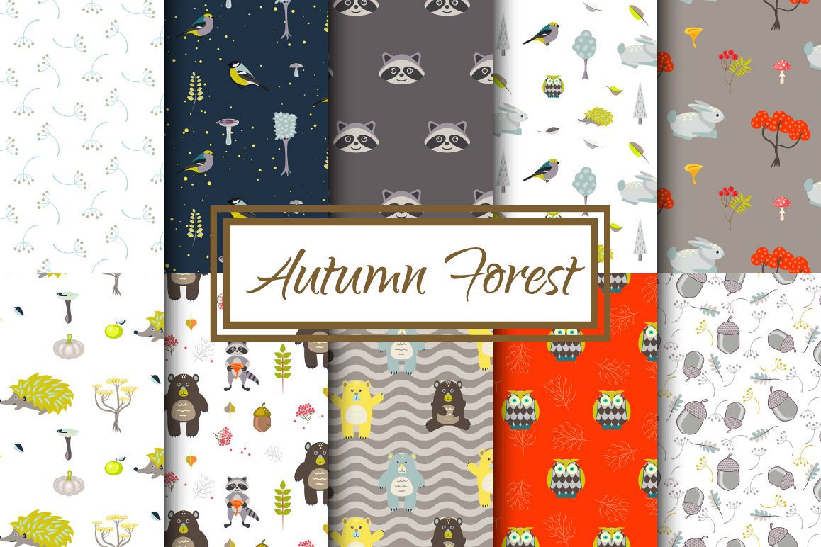 Autumn Forest Seamless Patterns example image 1
