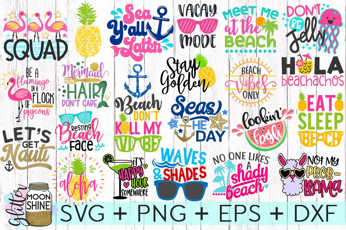 Summer Vibes Bundle SVG DXF PNG EPS Cutting Files (66306) | SVGs