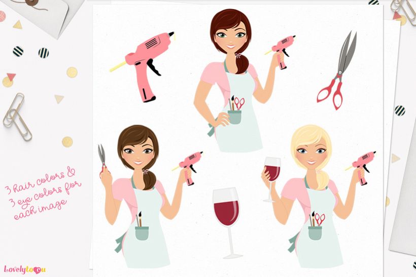 Woman crafts character clip art L165 Georgia example image 1