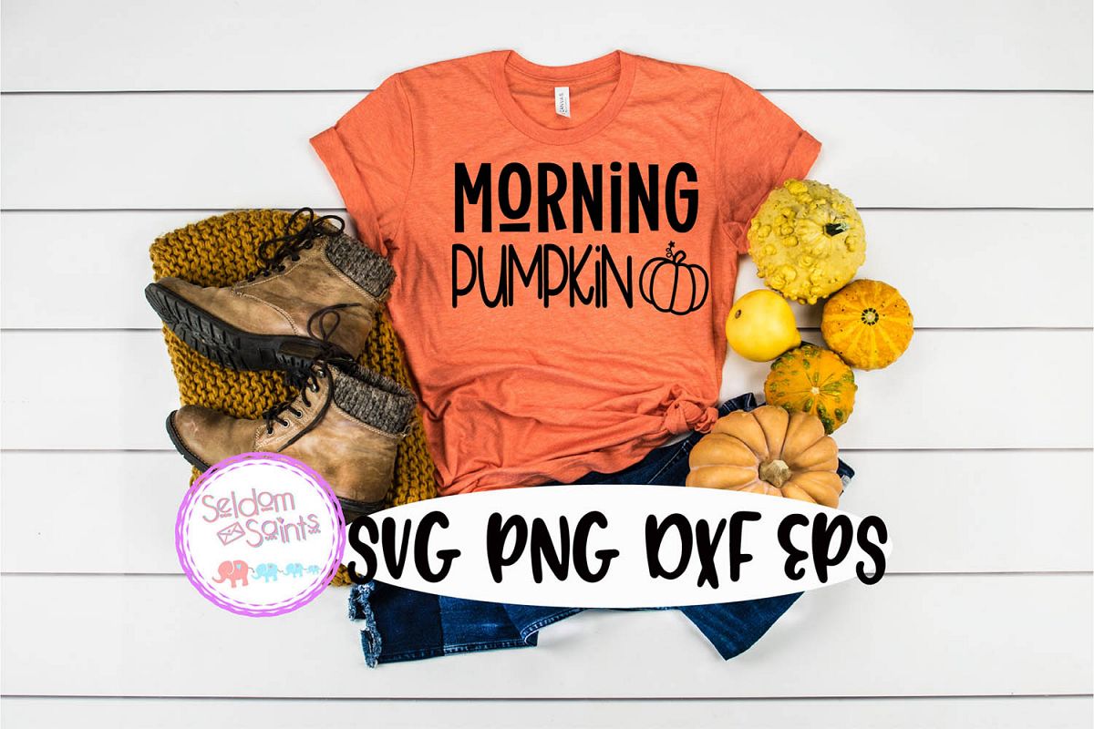 Morning Pumpkin SVG PNG DXF EPS Cricut Cut File example image 1