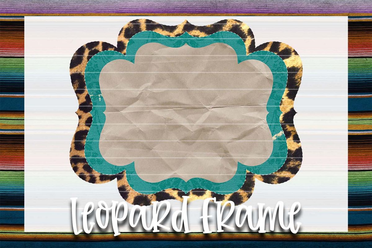 Teal Grunge & Leopard Frame Background Element example image 1