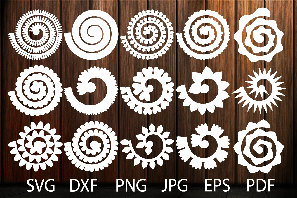 Rolled Paper Flower Templates SVG, 3D Rose SVG, Origami Rose example image 1