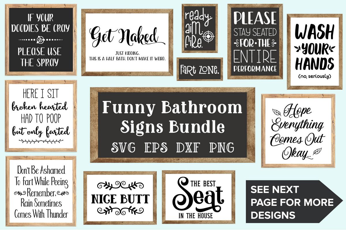 Bathroom Signs Bundle - SVG, EPS, DXF, PNG (112137) | SVGs ...