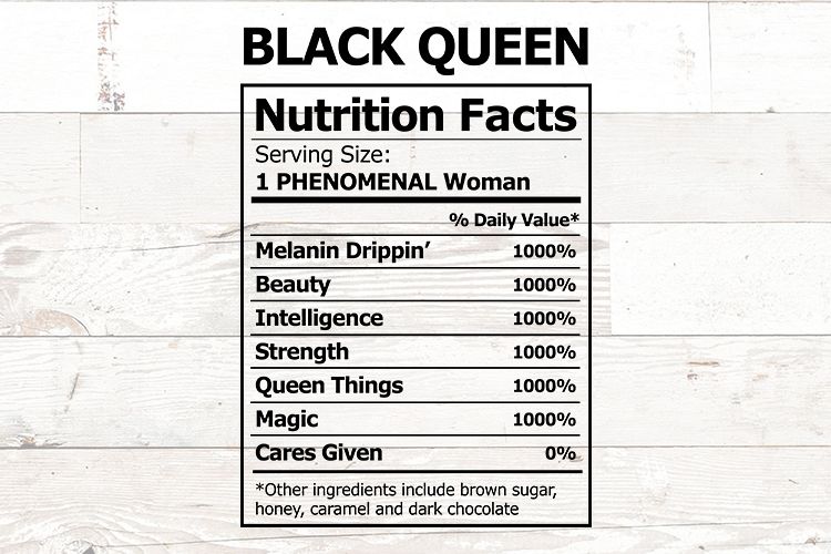 Download Black Queen Nutrition Label Phenomenal Woman svg