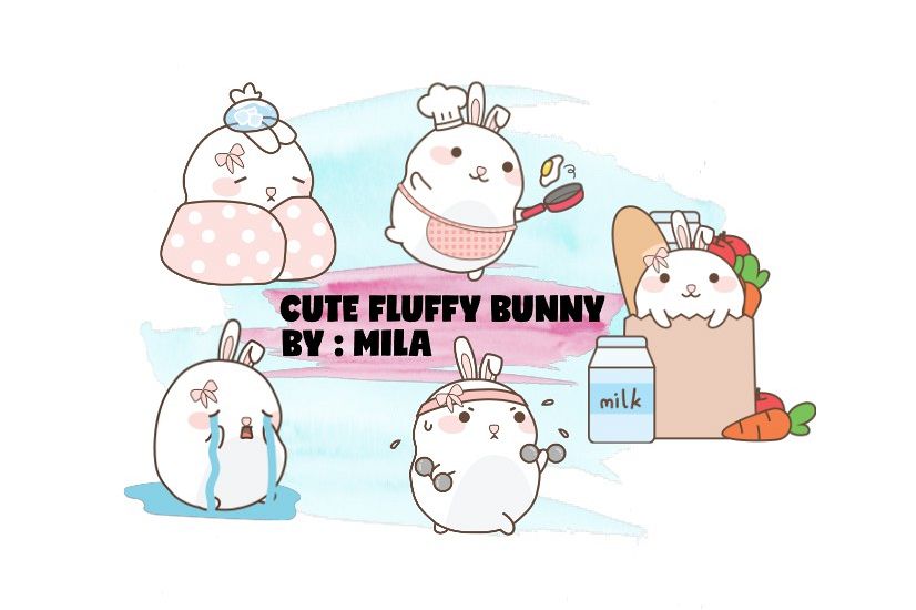KAWAII BUNNY CLIPART BUNDLE PNG example image 1