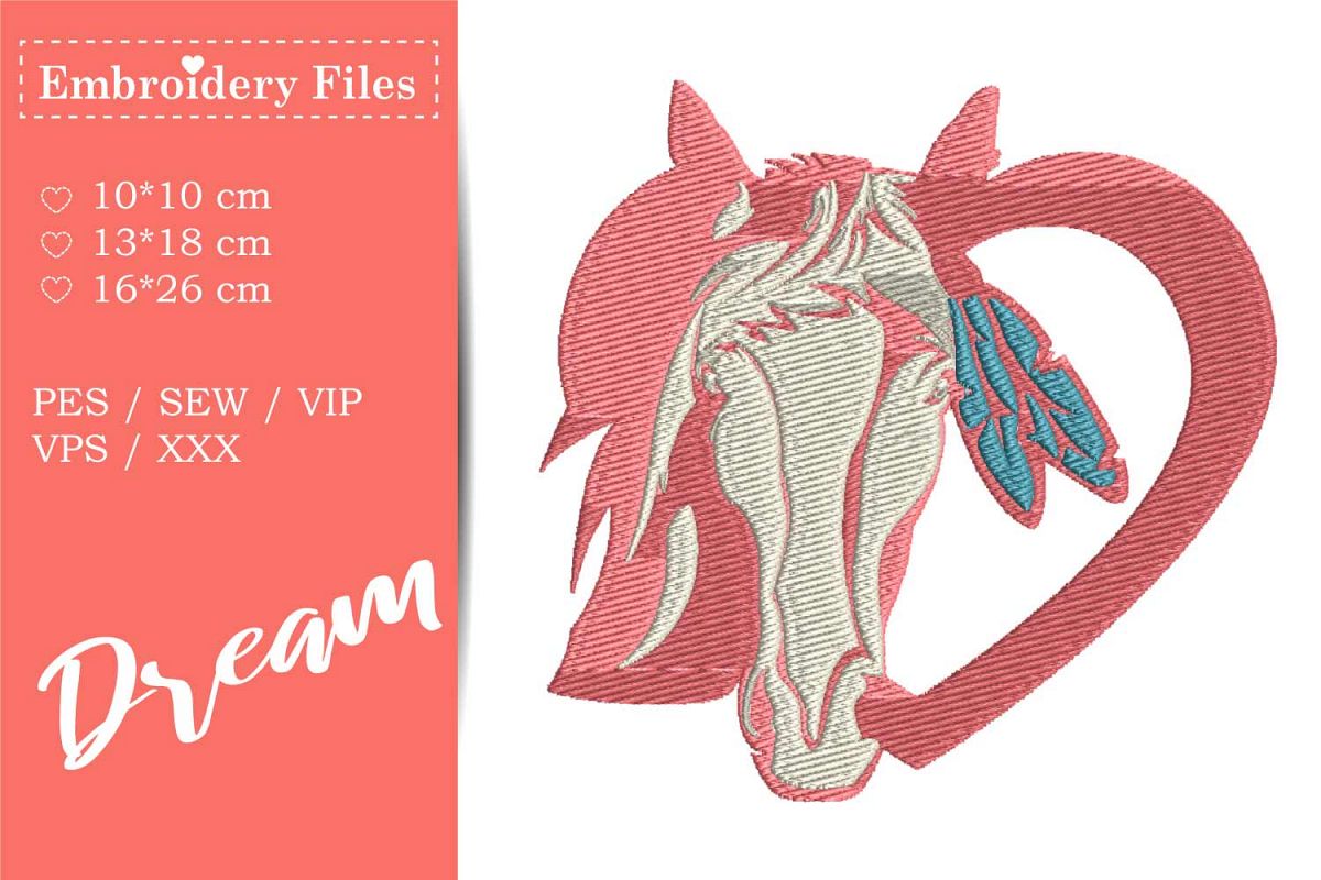 Horse in a Heart - Embroidery File for Beginners example image 1