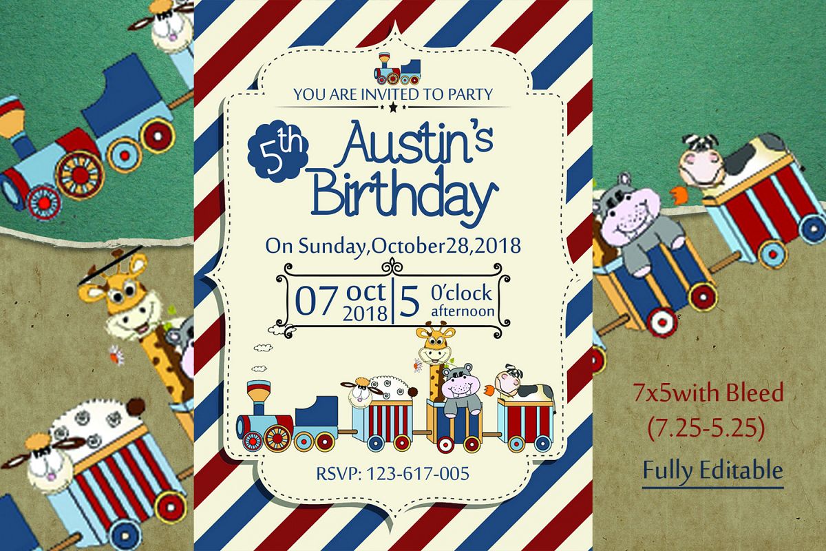 Retro Birthday Invitation Card example image 1