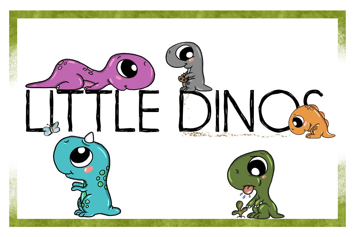 Dino Clipart-Watercolor Clipart-Dino Clipart-Cute Clipart-Baby Dino-Clipart-Watercolor Clipart-Cookie Dinosaur-Watercolor Jurassic Dino example image 1