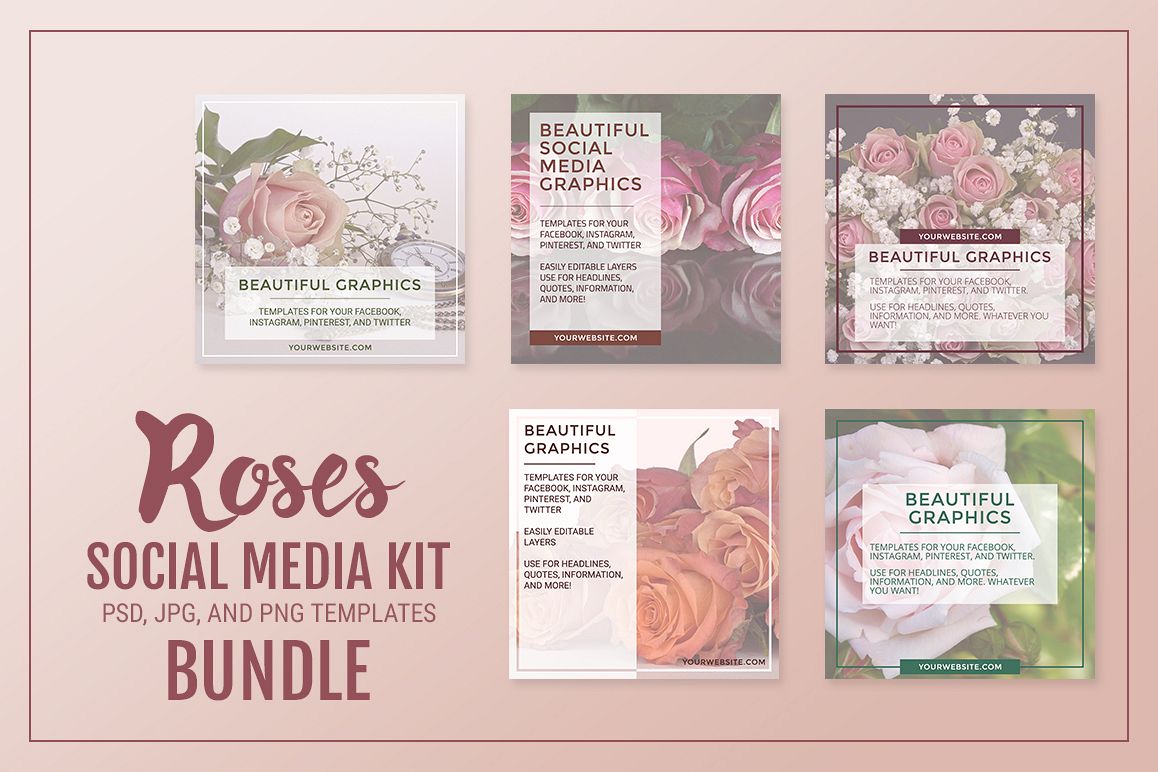 Roses Social Media Kit Bundle example image 1