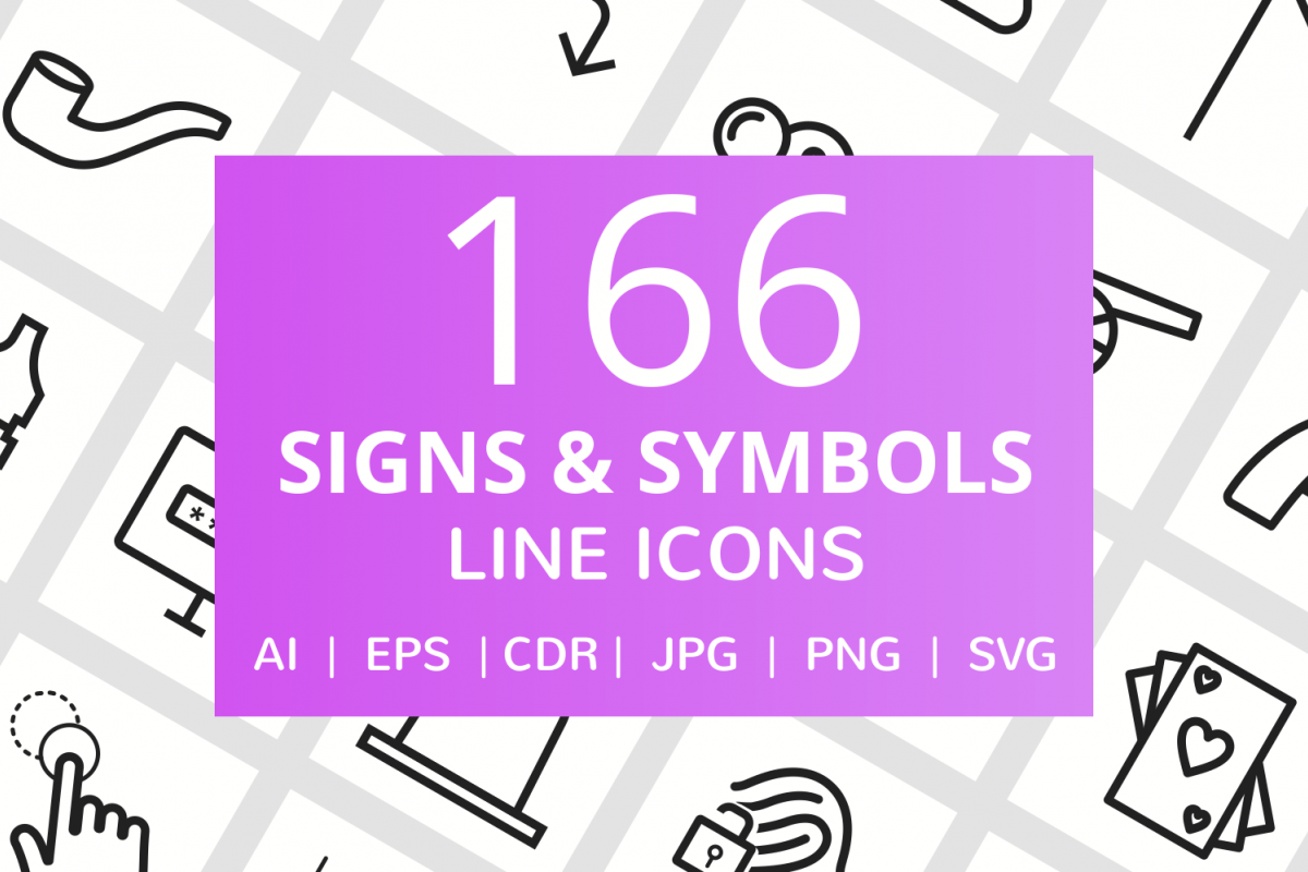 166 Signs & Symbols Line Icons example image 1